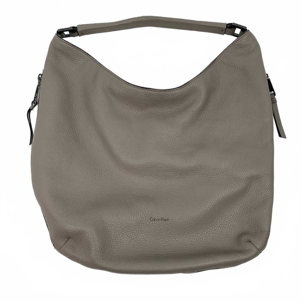 Calvin Klein Gray Leather Hobo Shoulder Bag | Classic Style